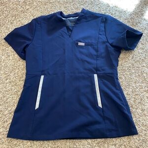 Figs Dark Blue Scrub Top small